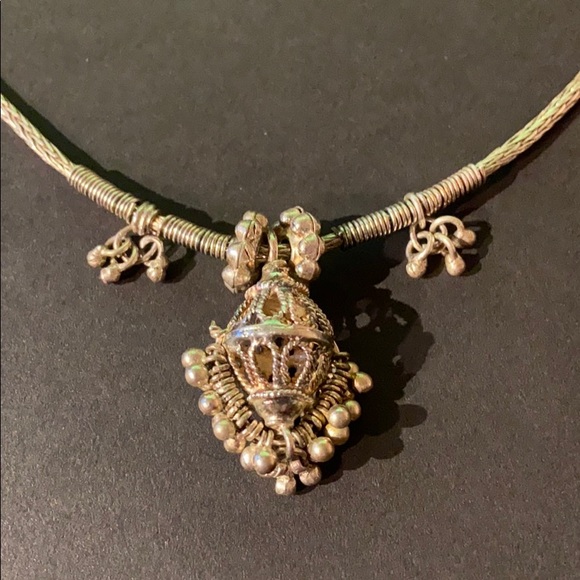 Vintage Silver Tibetan Tassel BOHO Choker Necklace - Picture 2 of 6